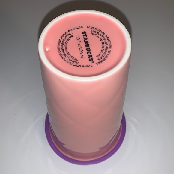 Starbucks Pink Textured Ceramic To Go Cup with Purple Silicone Lid - Picture 6 of 7